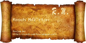 Resch Márton névjegykártya